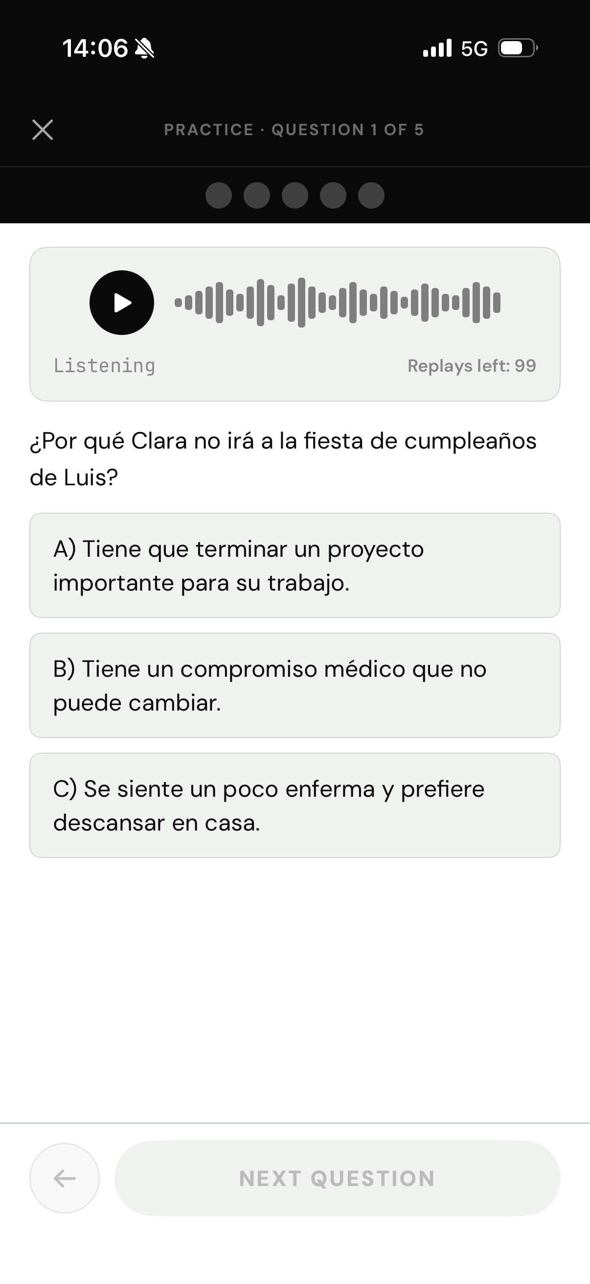 DELE C1 practice question